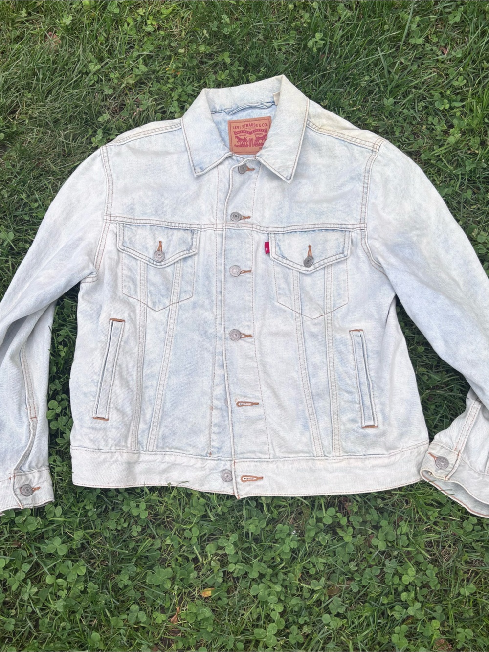 Levi's Woman Washed Denim Jacket Embroidered Back Distressed